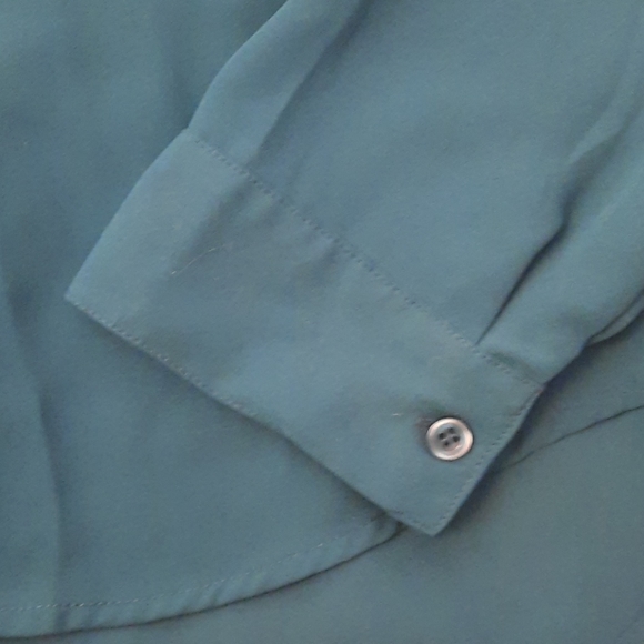 Teal button down Shirt Top - Picture 3 of 4